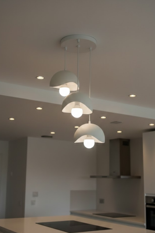 Concrete Look 3-Light Pendant Chandelier, Dust-Free Bio Structure (Includes 3x Gift Bulbs)