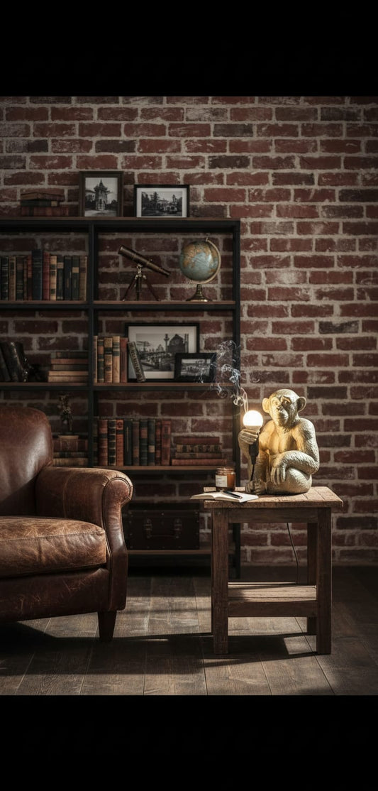 Bronze Colored Monkey Design Decorative Lamp And Ni