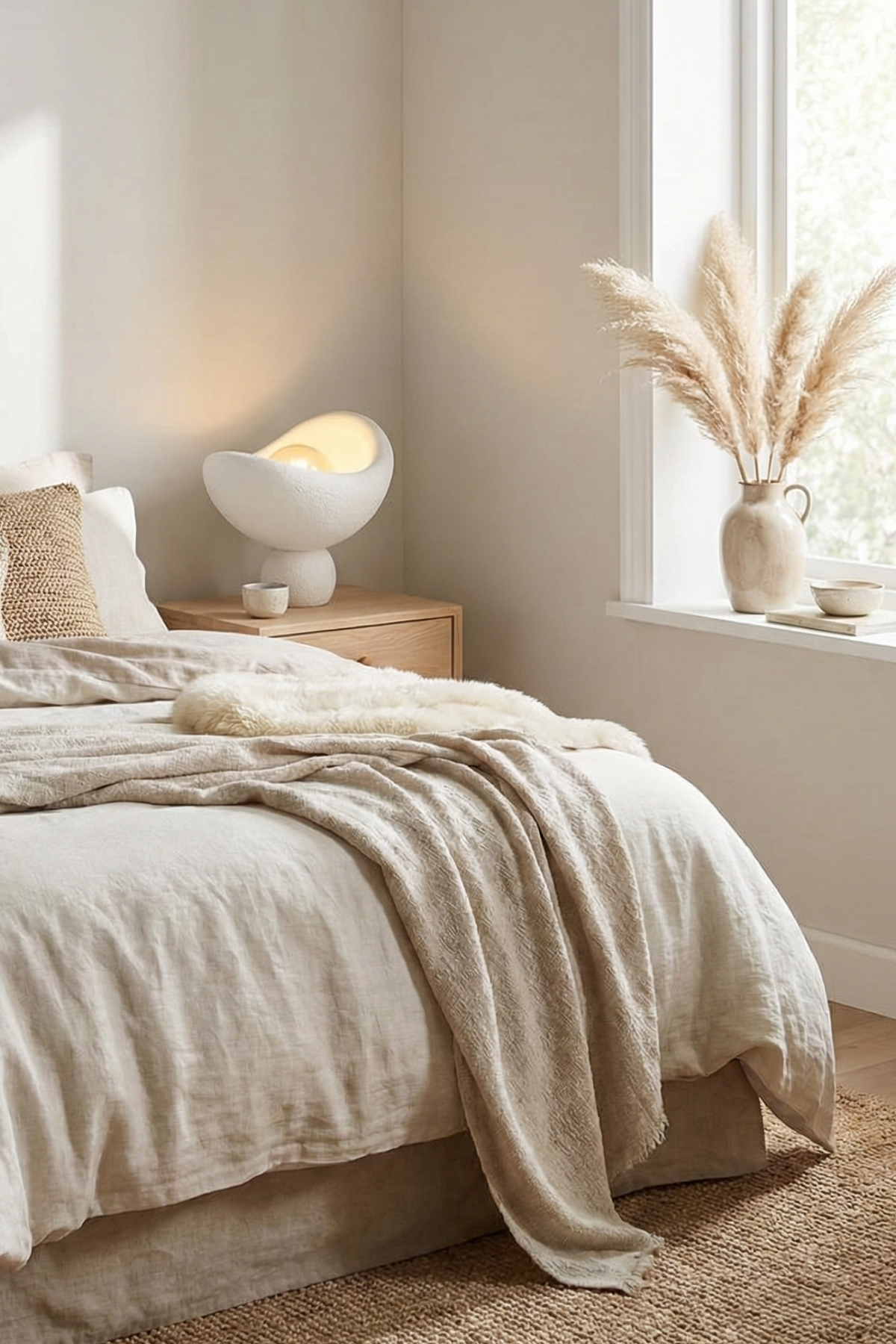 Luna Design White Bronze Table Lamp, Soft Amber Light, Includes Gift Rustic Bulb 20 x 37 cm White