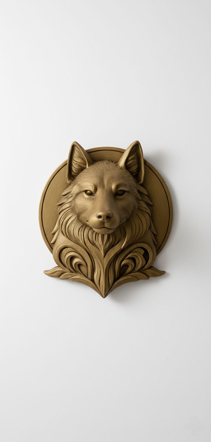 Decorative Gray Wolf Gold Gift Office Home Decor 20 Cm