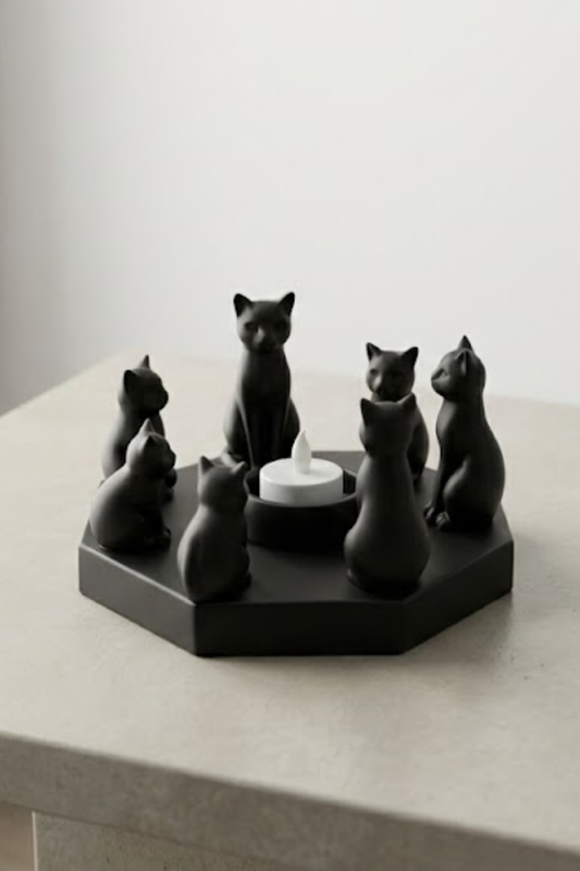 Decorative Cats Ritual Serenity Yoga Candle Holder Trinket 14