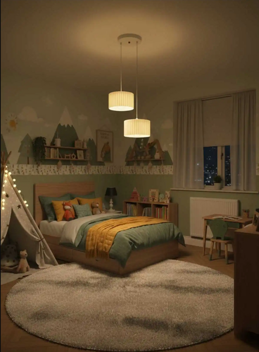 Luxury White Dual Modern Pendant Chandelier – Decorative 3D Lighting Set for Living Room & Kitchen (Includes Free Bulb)