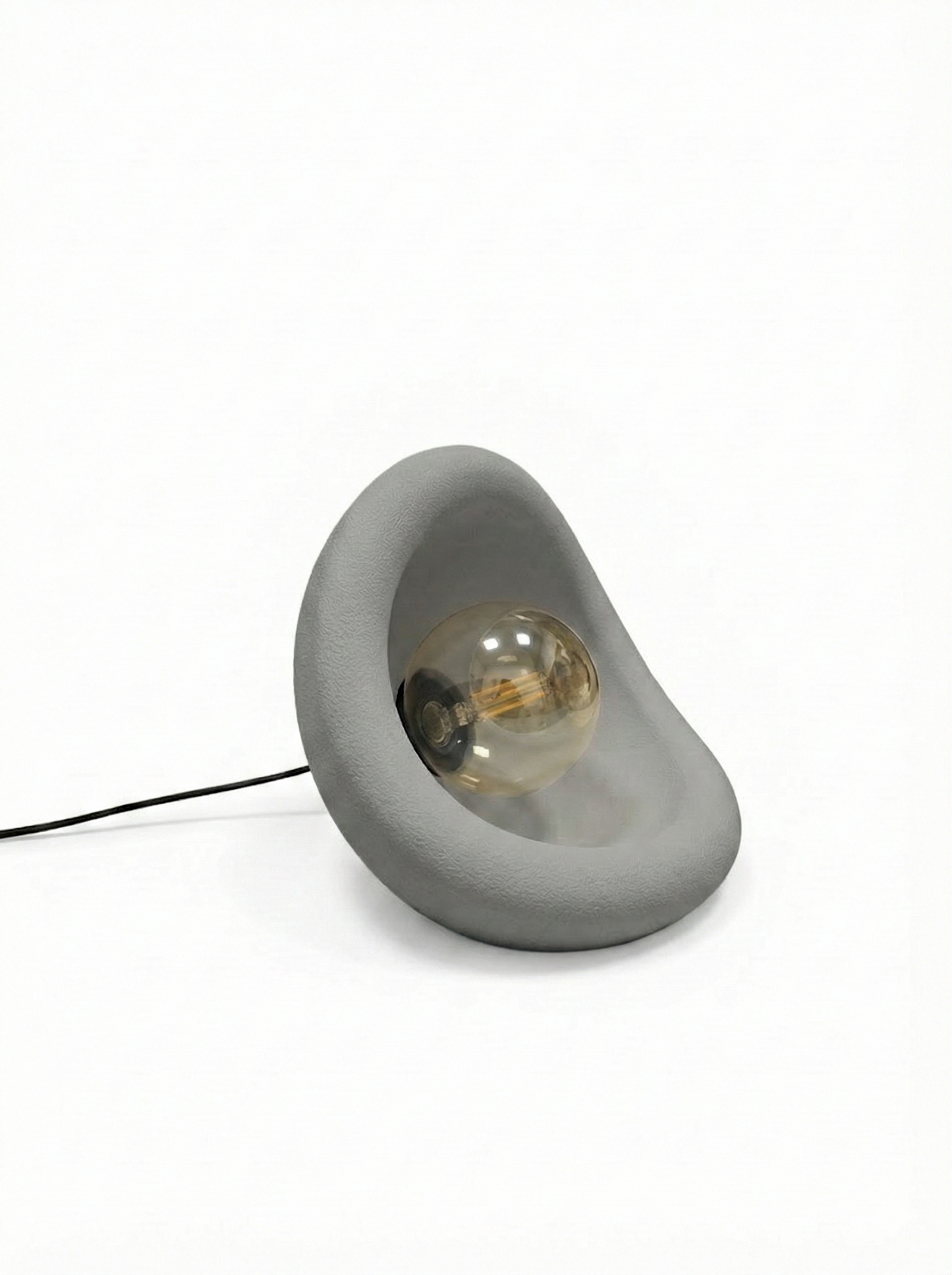 Modern Concrete Textured Lampshade | Organic Oval Night Light (Desktop Bedside Lamp) 25 cm Gray