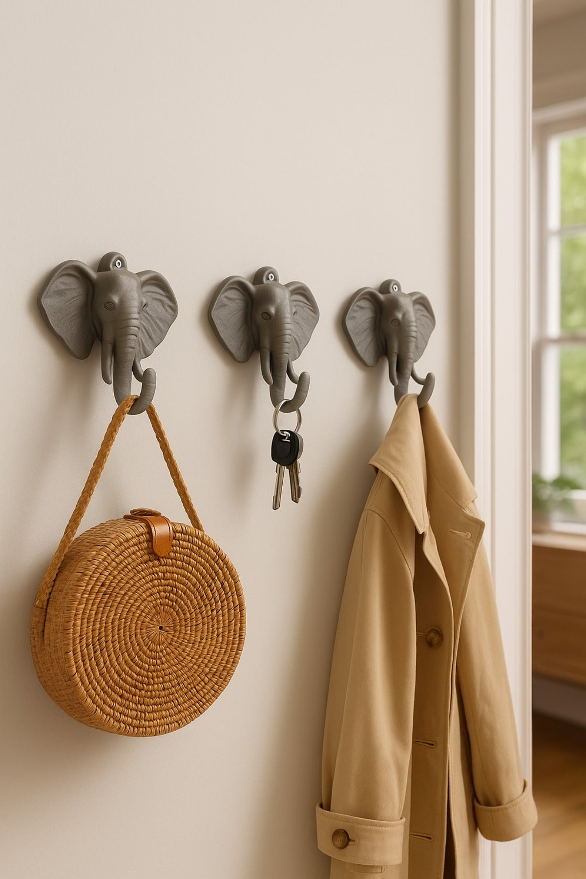 Decorative Abundance Elephant Hanger Multi-Purpose Set of 3
