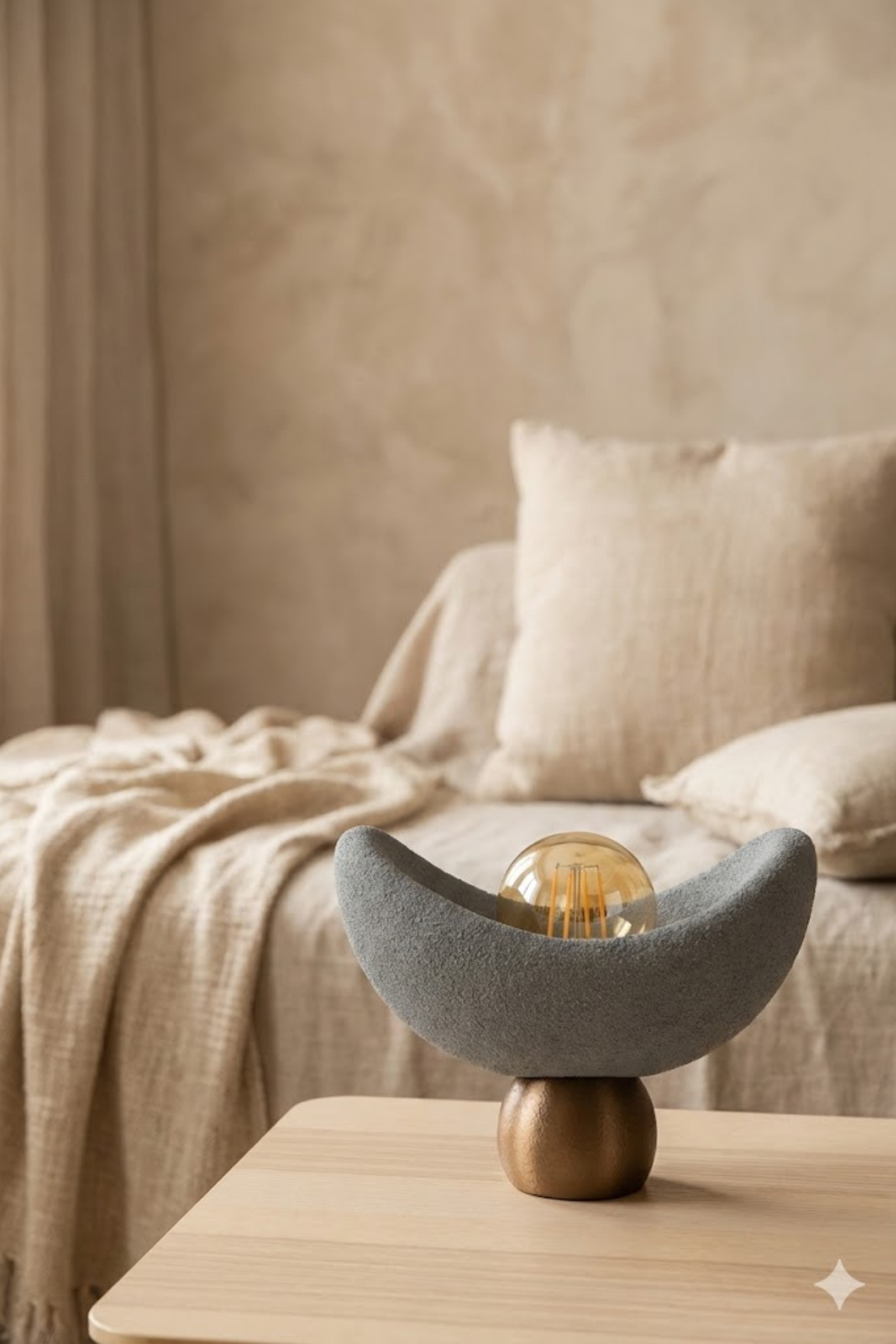 Luna Design Table Lamp Gray Bronze Detailed Lampshade, Soft Amber Light, Includes Gift Rustic Bulb 20 x 37 cm Gray