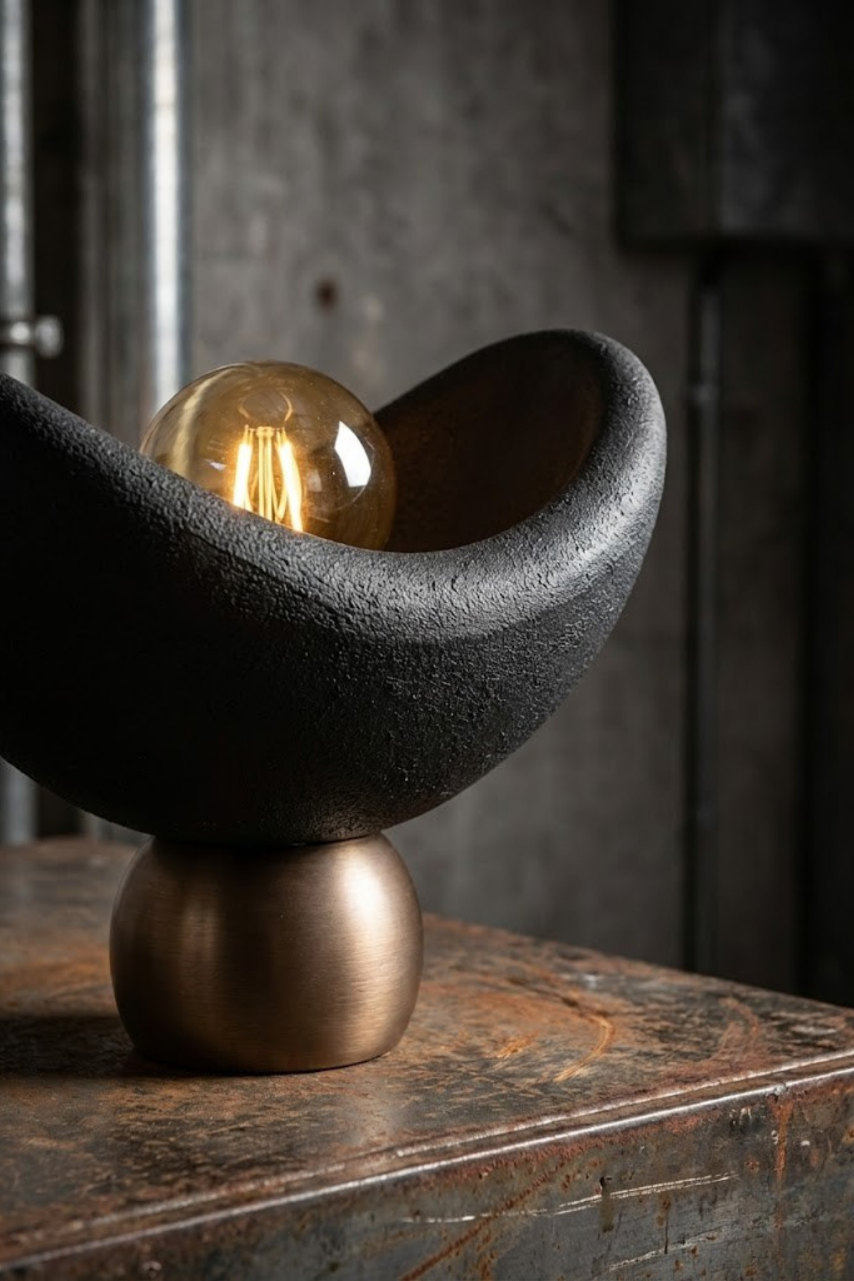 Luna Design Table Lamp Black Bronze Detailed Lampshade, Soft Amber Light, Includes Gift Rustic Bulb 20 x 37 cm Black