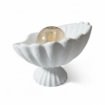 Seashell Lampshade Concrete Textured Modern Night Light | Decorative Desktop Lighting 25 x 20 cm White
