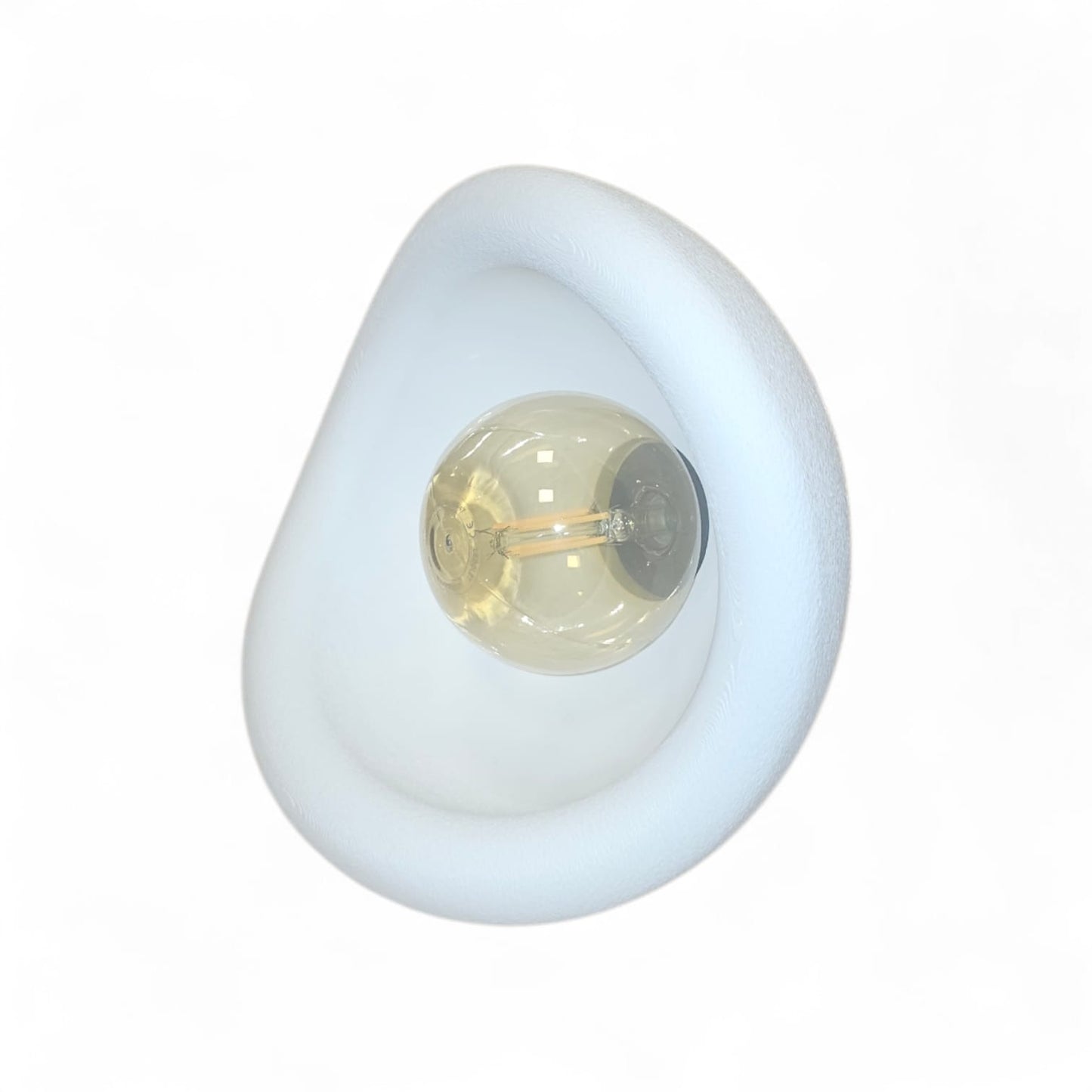Modern Concrete Textured Lampshade | Organic Oval Night Light (Desktop Bedside Lamp) 25 cm White