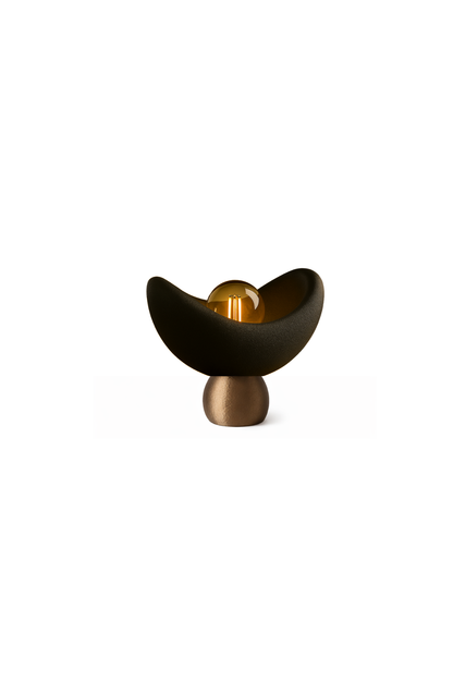 Luna Design Table Lamp Black Bronze Detailed Lampshade, Soft Amber Light, Includes Gift Rustic Bulb 20 x 37 cm Black
