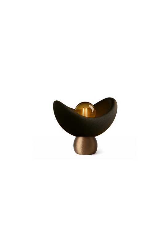 Luna Design Table Lamp Black Bronze Detailed Lampshade, Soft Amber Light, Includes Gift Rustic Bulb 20 x 37 cm Black