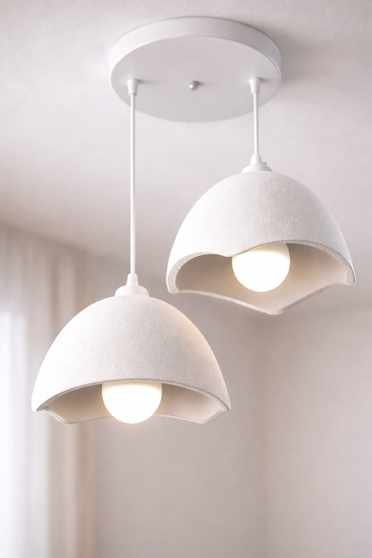 Double Concrete Look Hat Pendant Chandelier, Loft Style, Eco-Friendly