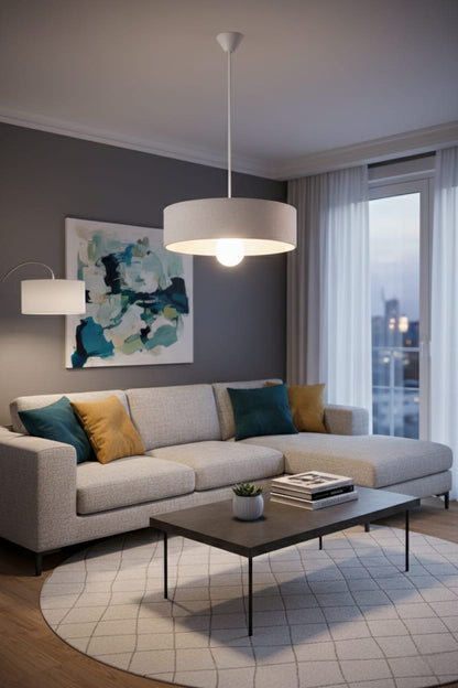 Modern Oval Luxury Concrete Look Chandelier - Vegan, Dust-Free Pendant Light for Living Room, Kitchen & Sitting Room