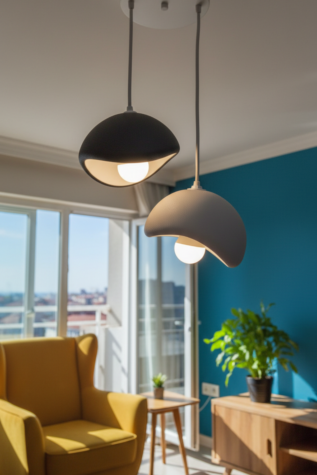 Black and Gray Decorative 2-Light Pendant Chandelier (Includes 2x Gift Bulbs)