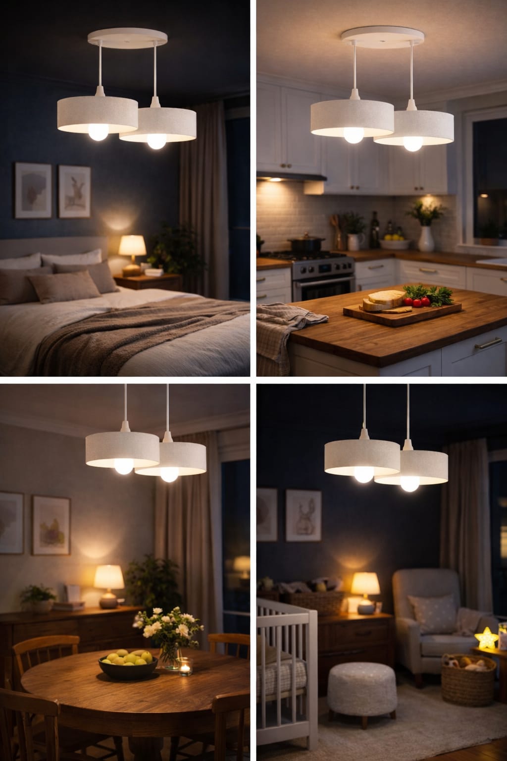 Double Concrete Look Oval Pendant Chandelier, Vegan, Salon Kitchen