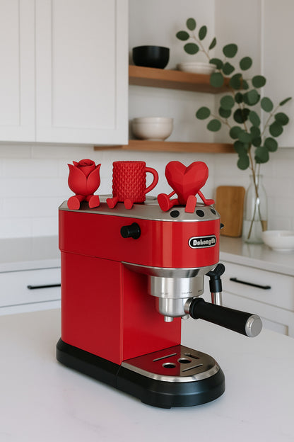 Decorative Heart Rose And Coffee Figure Coffee Lover Object 3