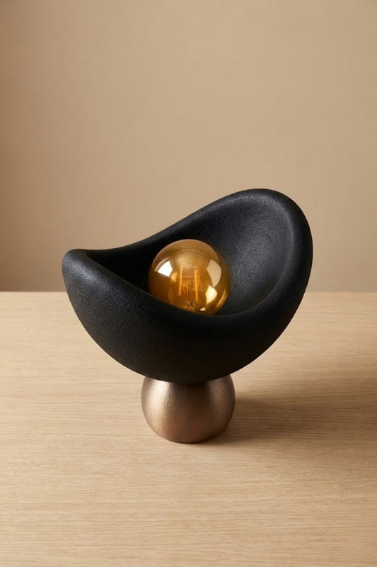 Luna Design Table Lamp Black Bronze Detailed Lampshade, Soft Amber Light, Includes Gift Rustic Bulb 20 x 37 cm Black