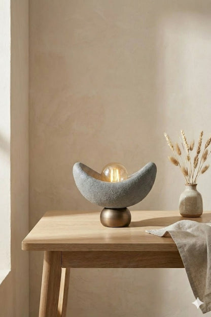 Luna Design Table Lamp Gray Bronze Detailed Lampshade, Soft Amber Light, Includes Gift Rustic Bulb 20 x 37 cm Gray