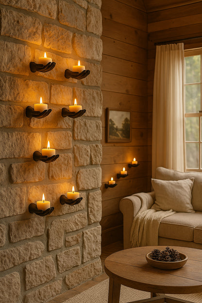 5-piece Hand Figured Decorative Tealight Holder Set Stickable