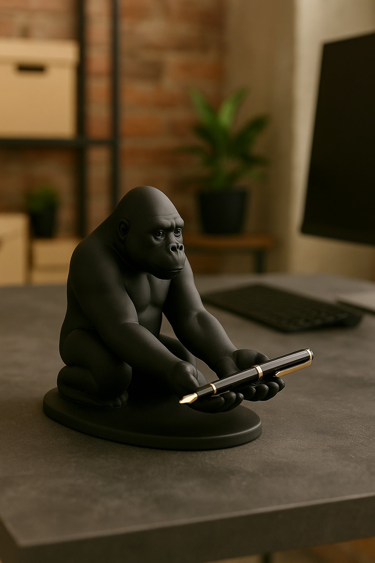 3D Black Gorilla Figured Decorative Phone, Tablet Stand,