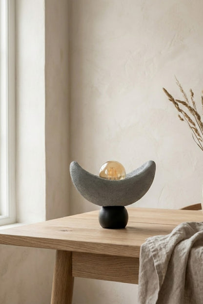 Luna Design Table Lamp Gray Black Detailed Lampshade, Soft Amber Light, Includes Gift Rustic Bulb 20 x 37 cm Gray