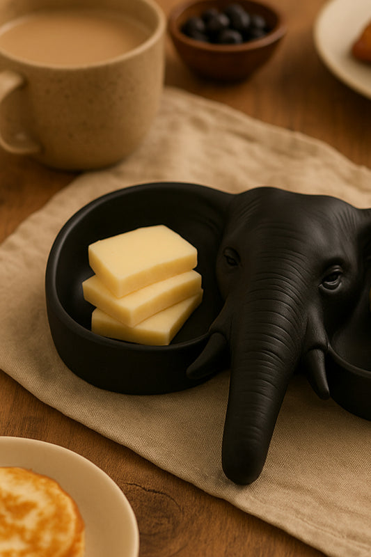 Black Ivory Figured Server Bathroom Soap Dish, Breakfast