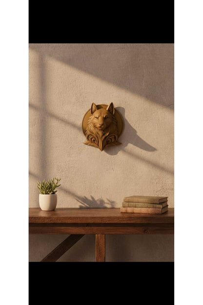 Decorative Gray Wolf Gold Gift Office Home Decor 20 Cm