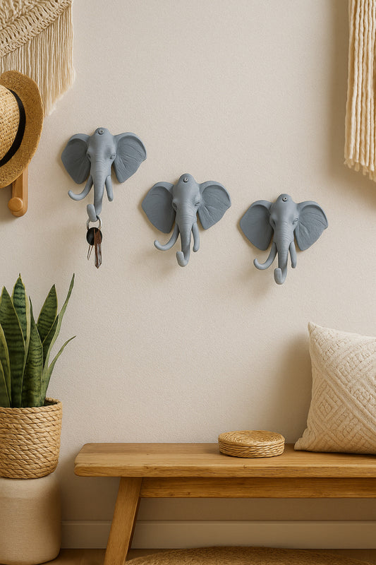 Decorative Abundance Elephant Hanger Multi-Purpose Set of 3