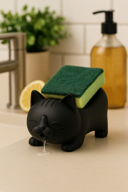 Decorative Black Cat Figured Soap Dish & Sponge Holder Stylish and