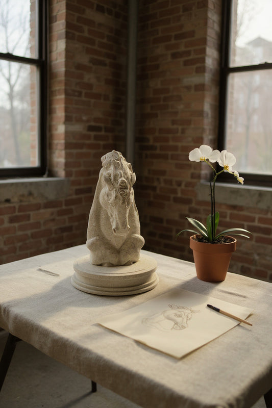 3D Marble Patterned Horse Statue, Marble Patterned Decora