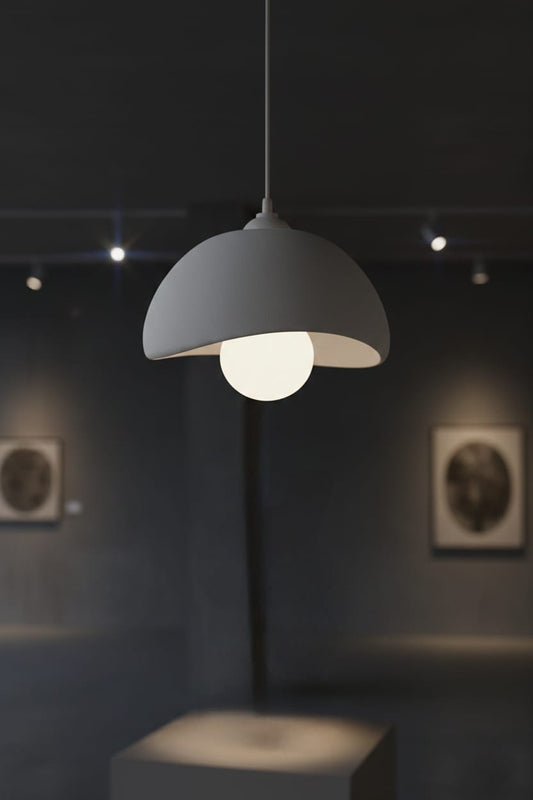Natural Concrete Look Double Pendant Chandelier – Modern Boho 3D Lighting Set (Includes Free E27 Bulb)