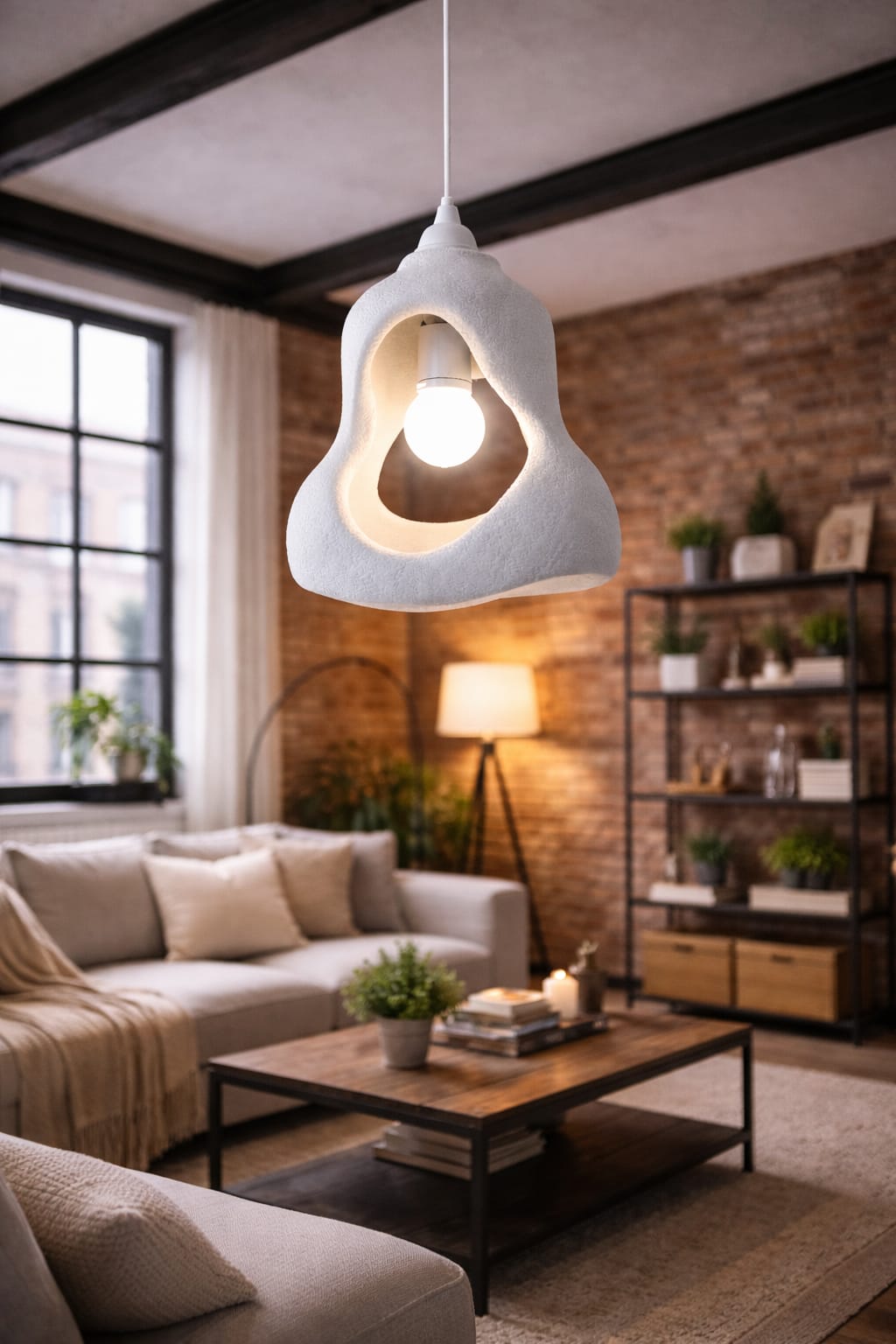 Rustic Perforated Scandinavian Series Concrete Look Single Pendant