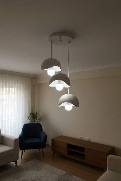 Concrete Look 3-Light Pendant Chandelier, Dust-Free Bio Structure (Includes 3x Gift Bulbs)