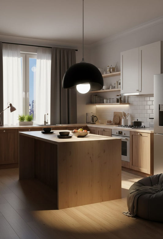 Black Concrete Look Modern Pendant Chandelier, Vegan & Dust-Free