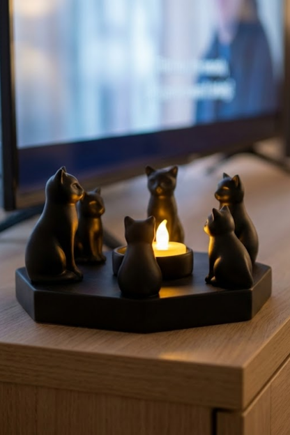 Decorative Cats Ritual Serenity Yoga Candle Holder Trinket 14