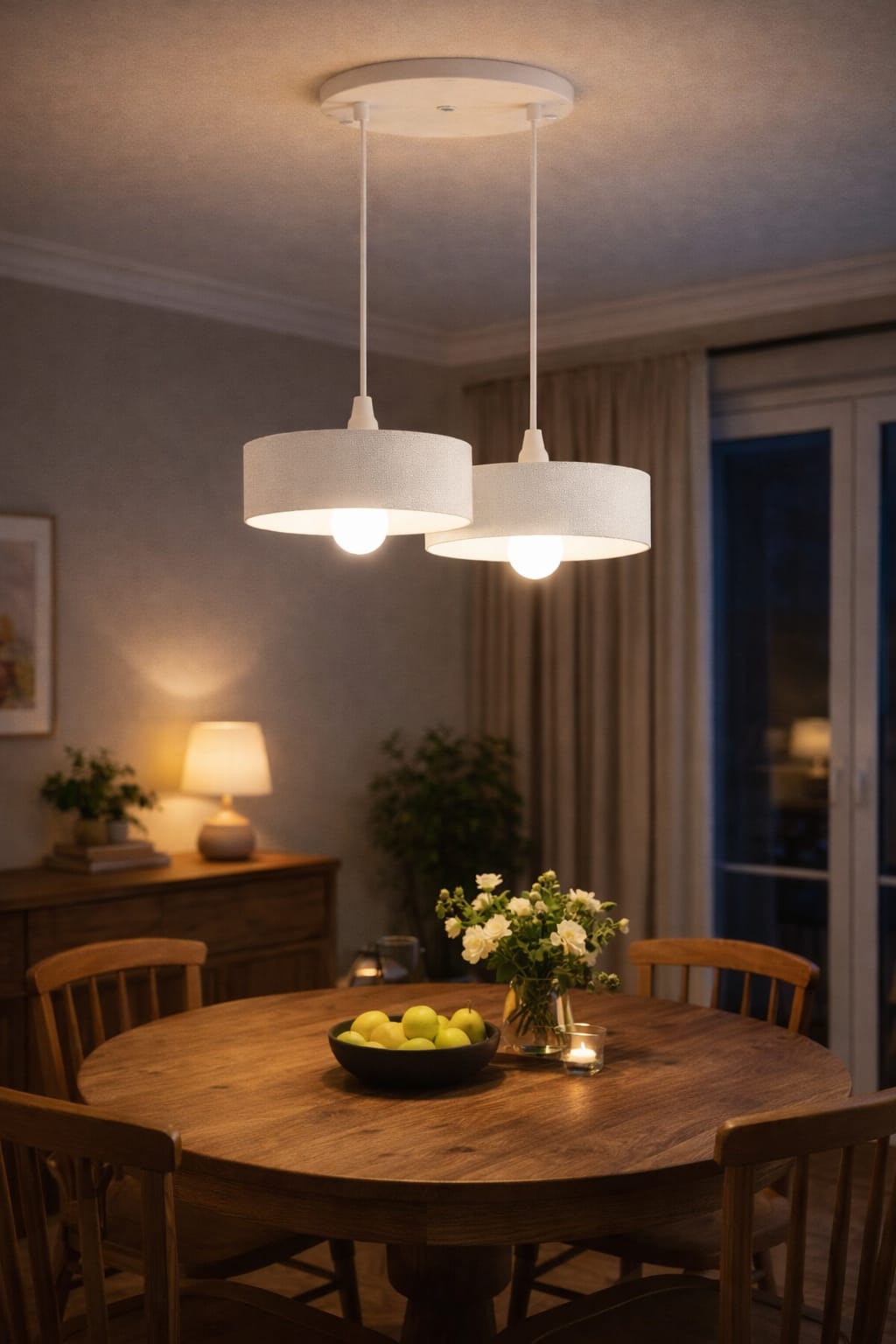 Double Concrete Look Oval Pendant Chandelier, Vegan, Salon Kitchen