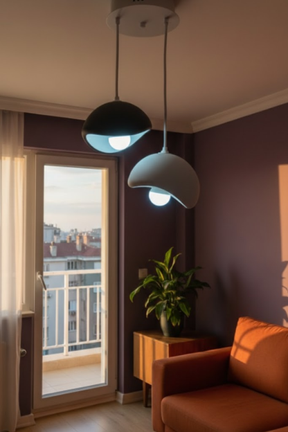 Black and Gray Decorative 2-Light Pendant Chandelier (Includes 2x Gift Bulbs)