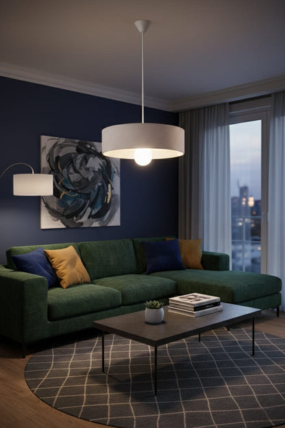 Modern Oval Luxury Concrete Look Chandelier - Vegan, Dust-Free Pendant Light for Living Room, Kitchen & Sitting Room