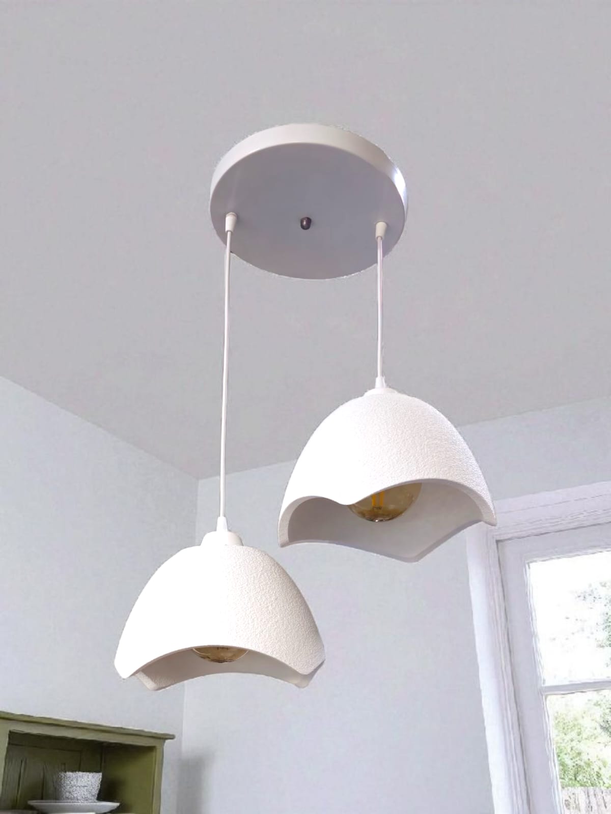 Double Concrete Look Hat Pendant Chandelier, Loft Style, Eco-Friendly