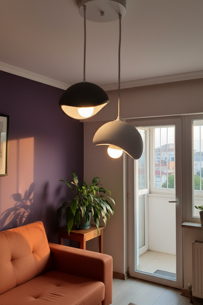 Black and Gray Decorative 2-Light Pendant Chandelier (Includes 2x Gift Bulbs)