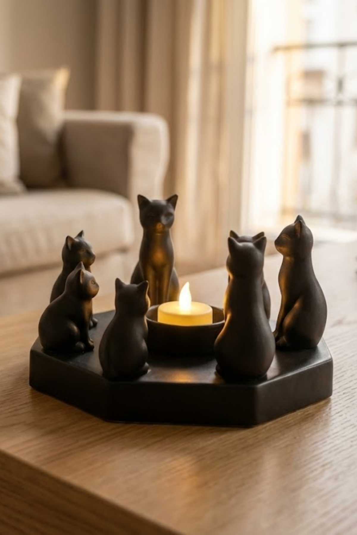 Decorative Cats Ritual Serenity Yoga Candle Holder Trinket 14