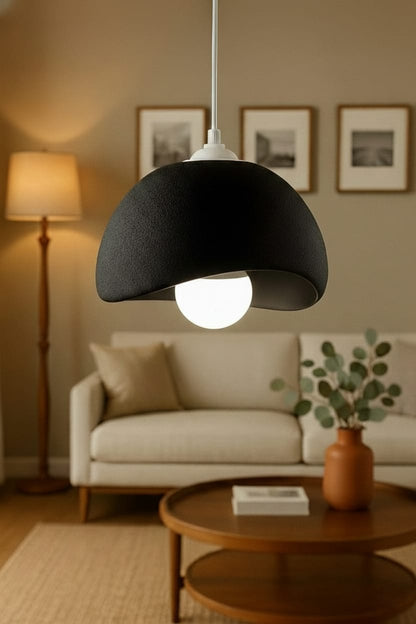 Black Concrete Look Modern Pendant Chandelier, Vegan & Dust-Free