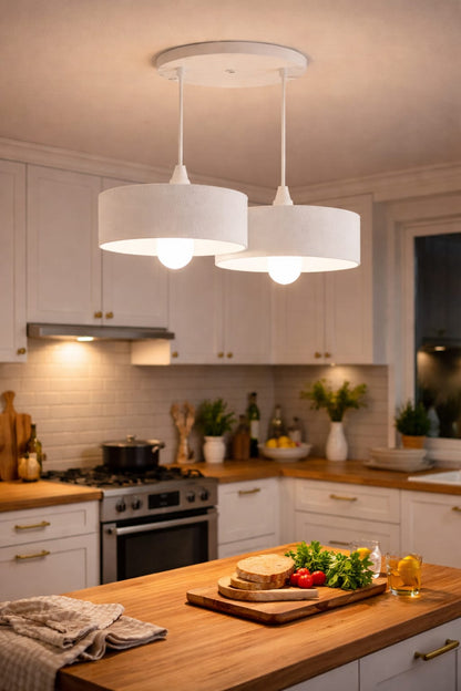Double Concrete Look Oval Pendant Chandelier, Vegan, Salon Kitchen