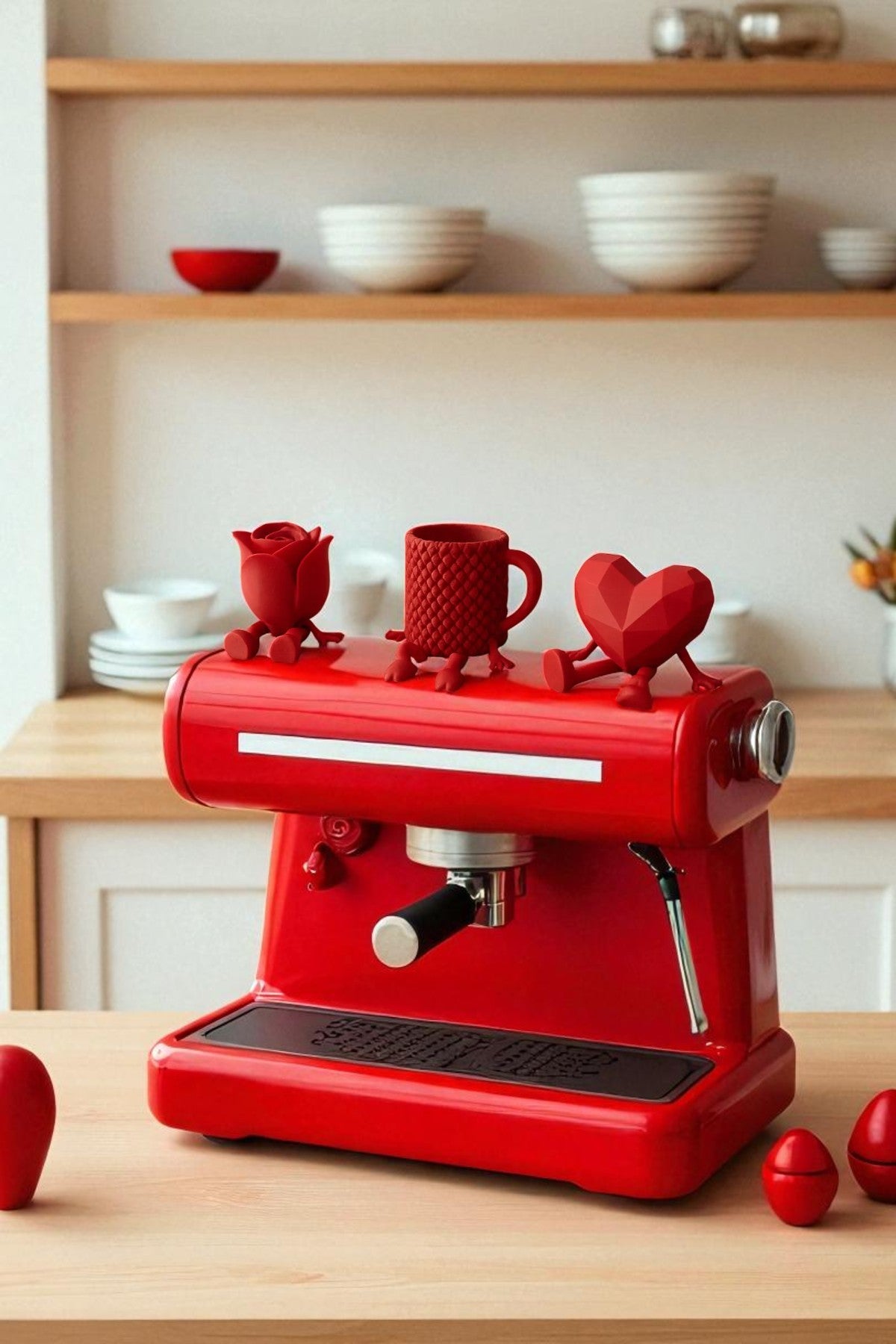 Decorative Heart Rose And Coffee Figure Coffee Lover Object 3