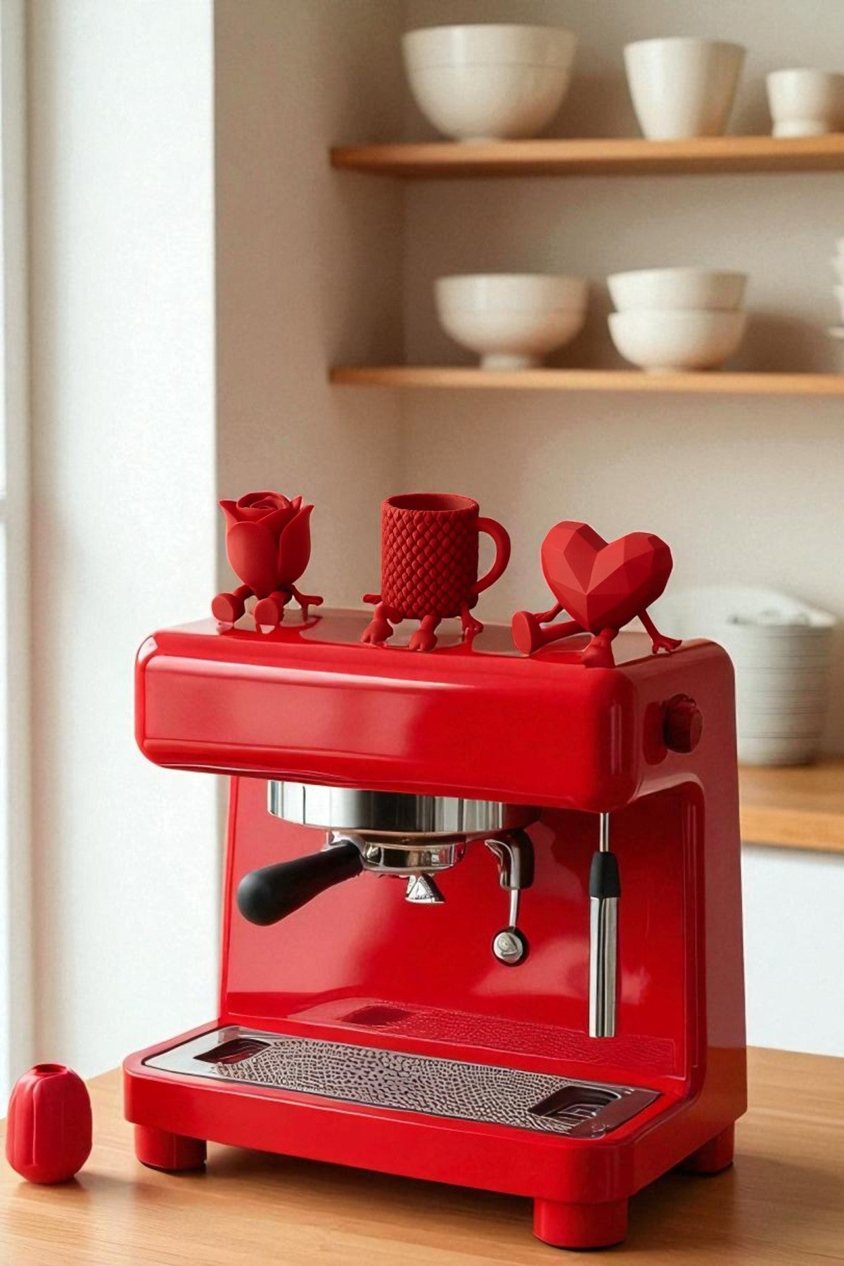 Decorative Heart Rose And Coffee Figure Coffee Lover Object 3