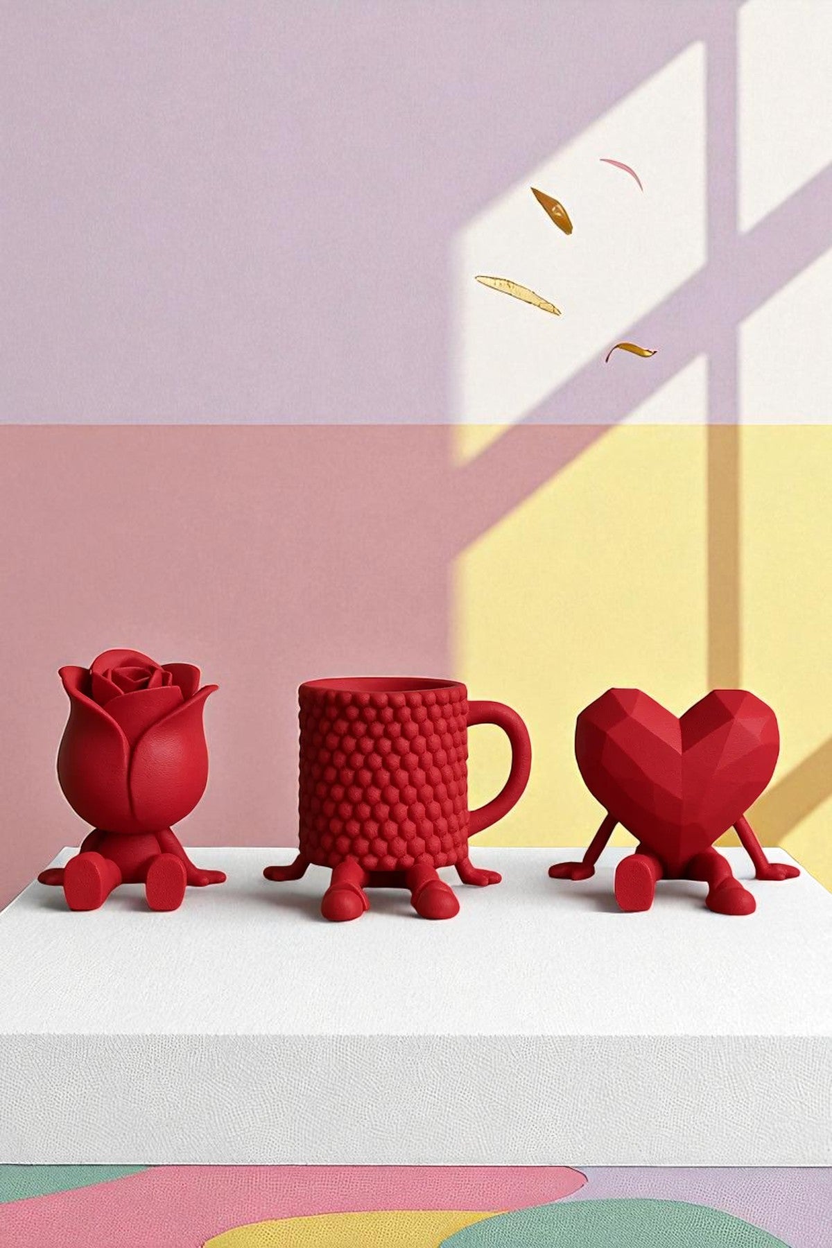 Decorative Heart Rose And Coffee Figure Coffee Lover Object 3
