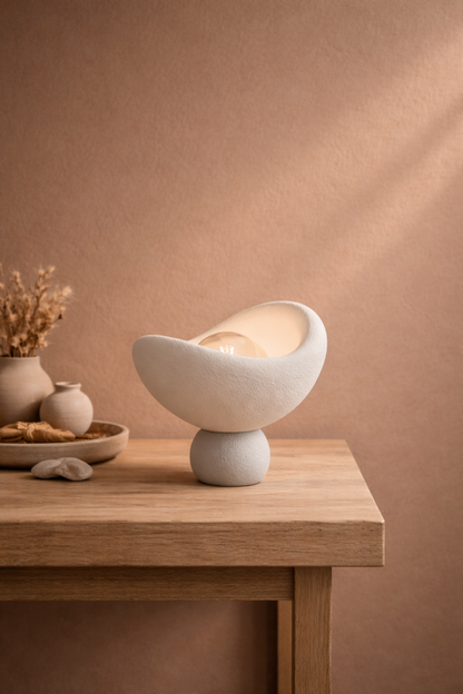 Luna Design White Bronze Table Lamp, Soft Amber Light, Includes Gift Rustic Bulb 20 x 37 cm White