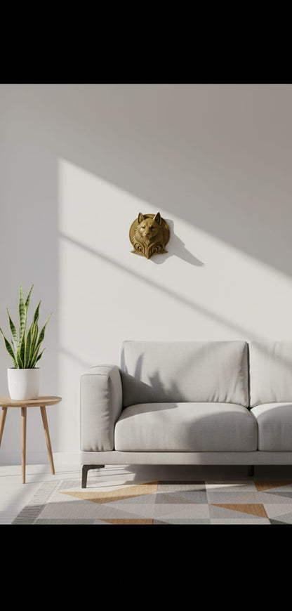 Decorative Gray Wolf Gold Gift Office Home Decor 20 Cm