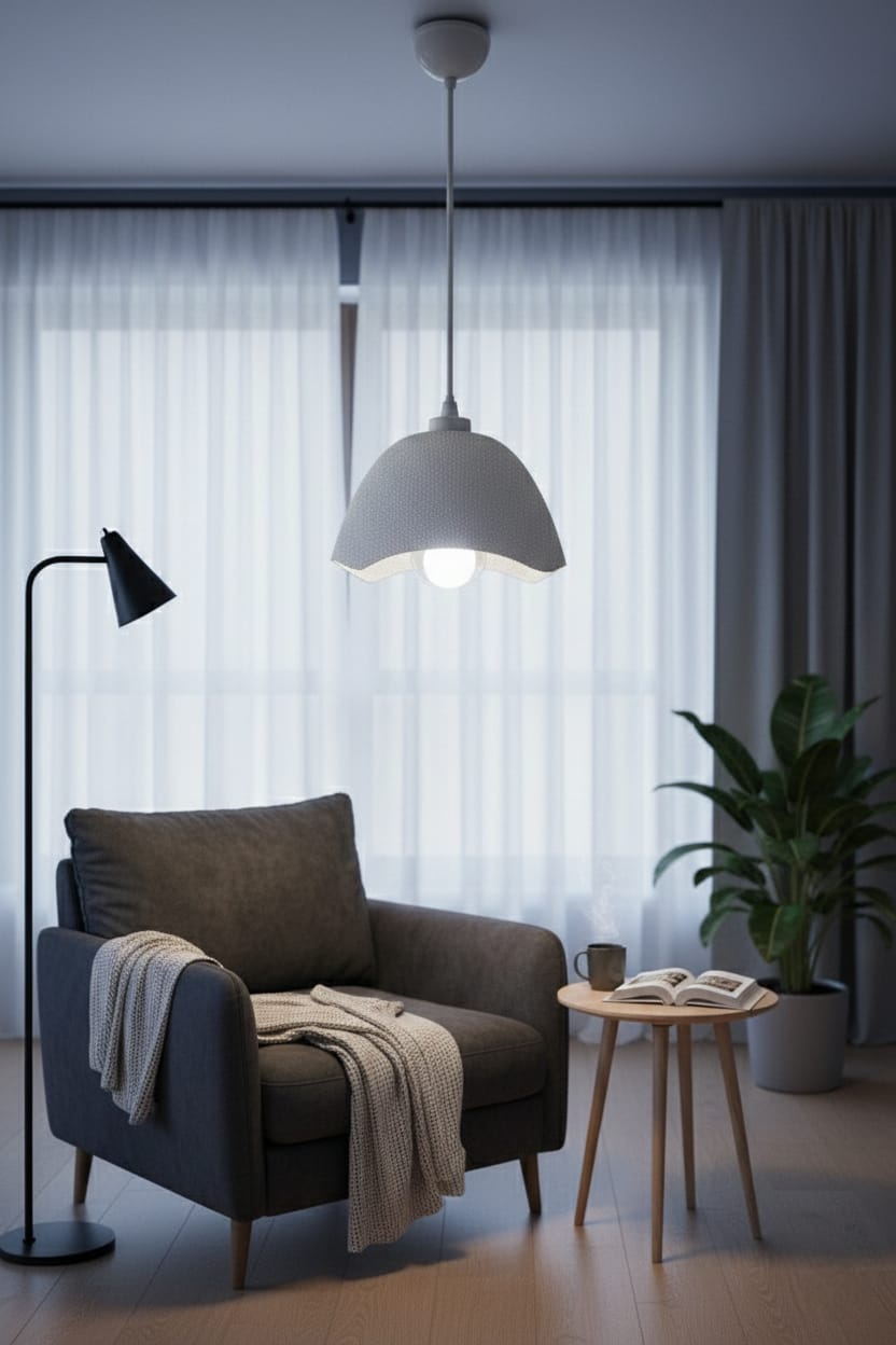 Concrete Look Hat Pendant Chandelier - Modern Hat-Shaped Design & Stylish Interior Lighting