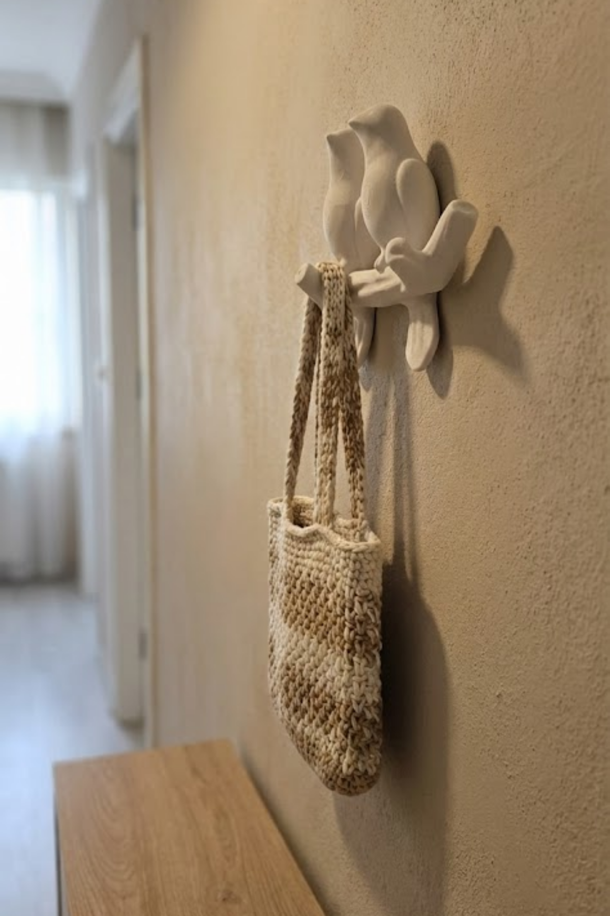 3D Minimal Bird Wall Hanger 17 x 17 cm, Decorative Key