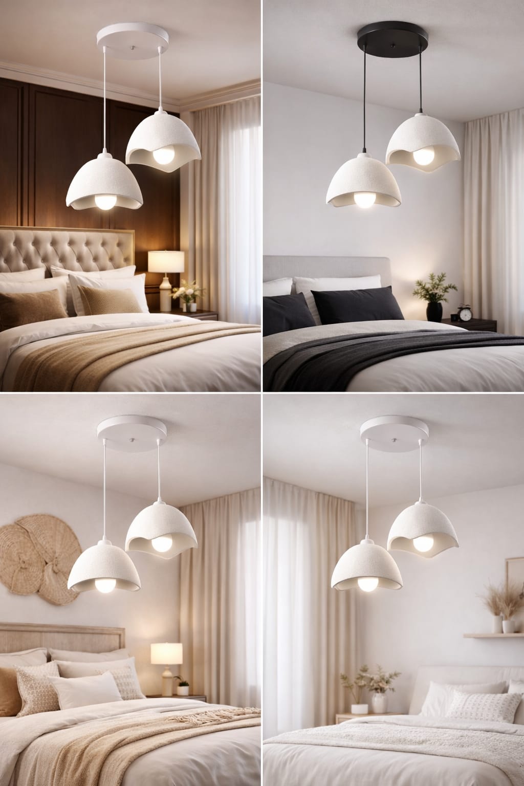 Double Concrete Look Hat Pendant Chandelier, Loft Style, Eco-Friendly